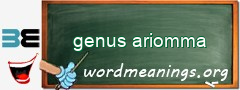 WordMeaning blackboard for genus ariomma